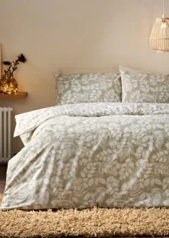 Green Sketch Leaf Design Duvet Set