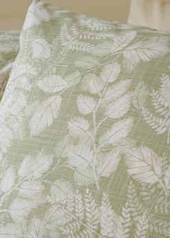 Green Sketch Leaf Design Duvet Set