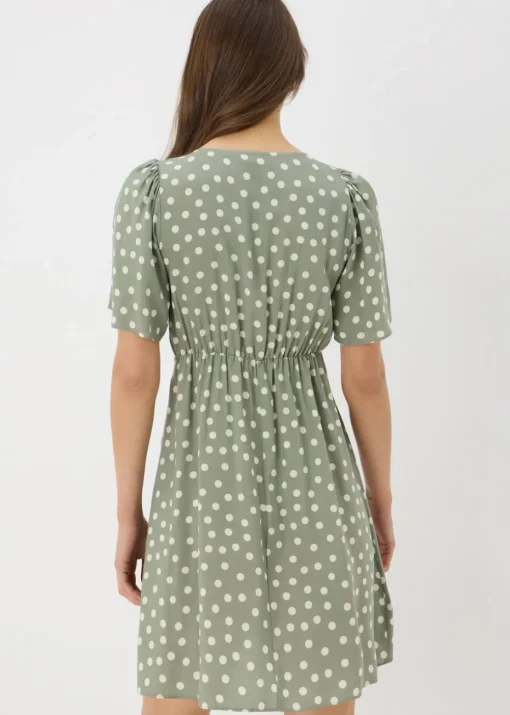 Green Spot Print Mini Tea Dress