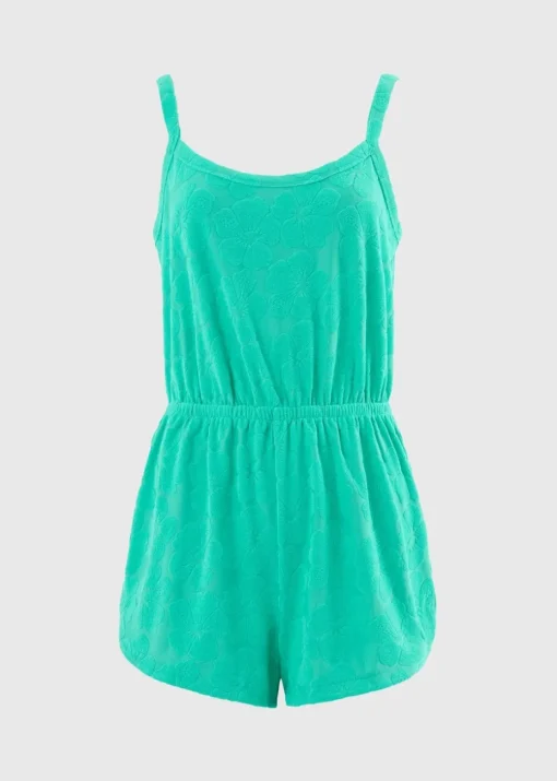 Green Towelling Playsuit