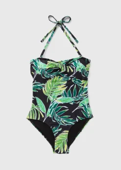 Green Tropical Leaf Print Swimsuit