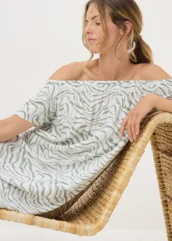 Green Zebra Bardot Mini Dress