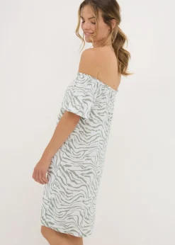 Green Zebra Bardot Mini Dress