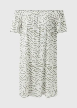 Green Zebra Bardot Mini Dress