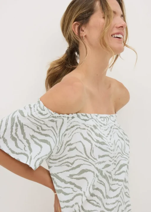 Green Zebra Bardot Mini Dress