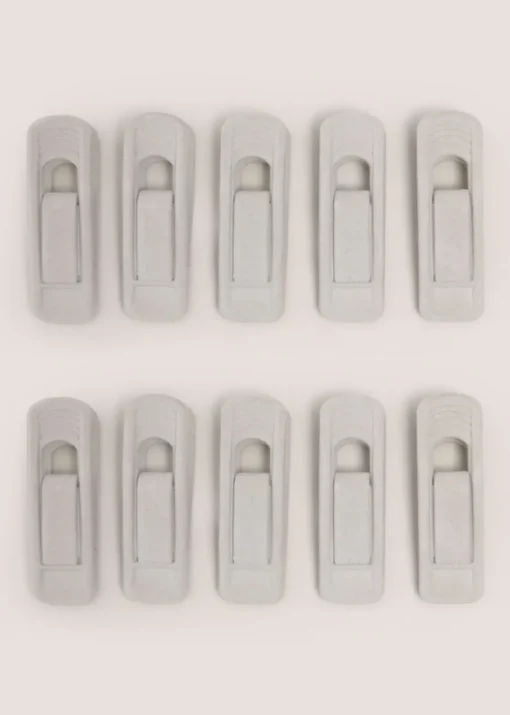 Grey 10 Pack Velvet Hanger Clips