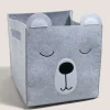 Grey Bear Felt Storage Basket (42cm x 32cm x 21cm)