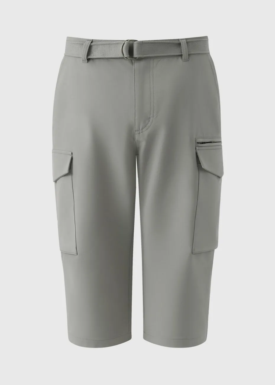 Grey Belted 3/4 Trek Shorts