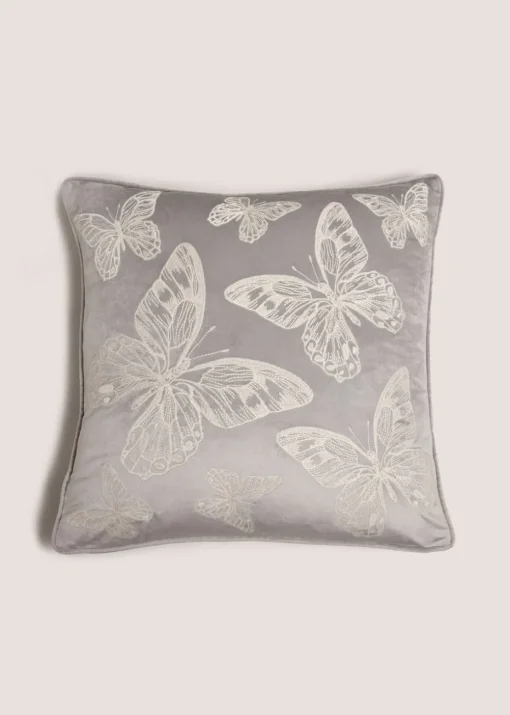 Grey Butterfly Cushion