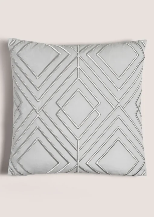 Grey 3D Diamond Embroidery Cushion
