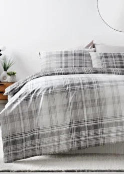 Grey Fine Check Duvet Set