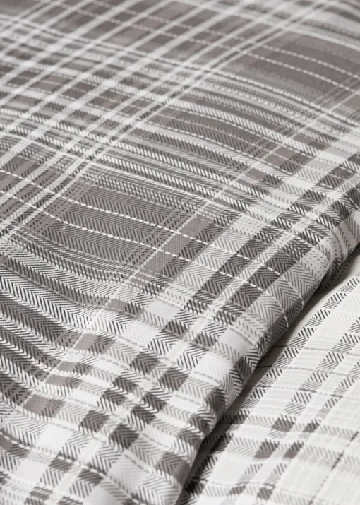 Grey Fine Check Duvet Set