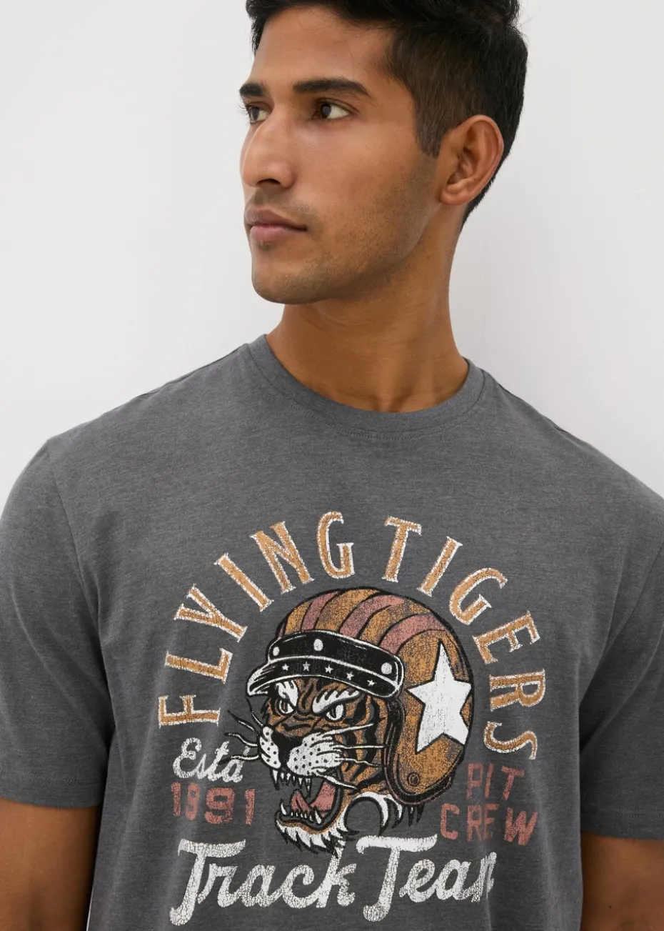 Grey Flying Tiger Biker T-Shirt