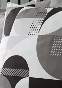 Grey Geometric Pattern Duvet Set
