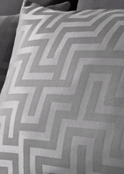 Grey Greek Key Jacquard Duvet Set