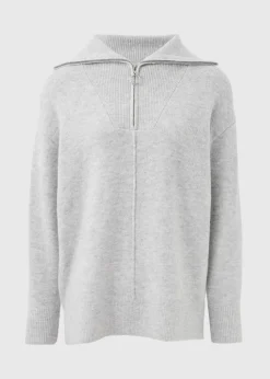 Grey Knitted Half Zip Jumper