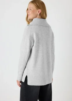 Grey Knitted Half Zip Jumper