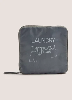 Grey Laundry Drawstring Bag with Cover