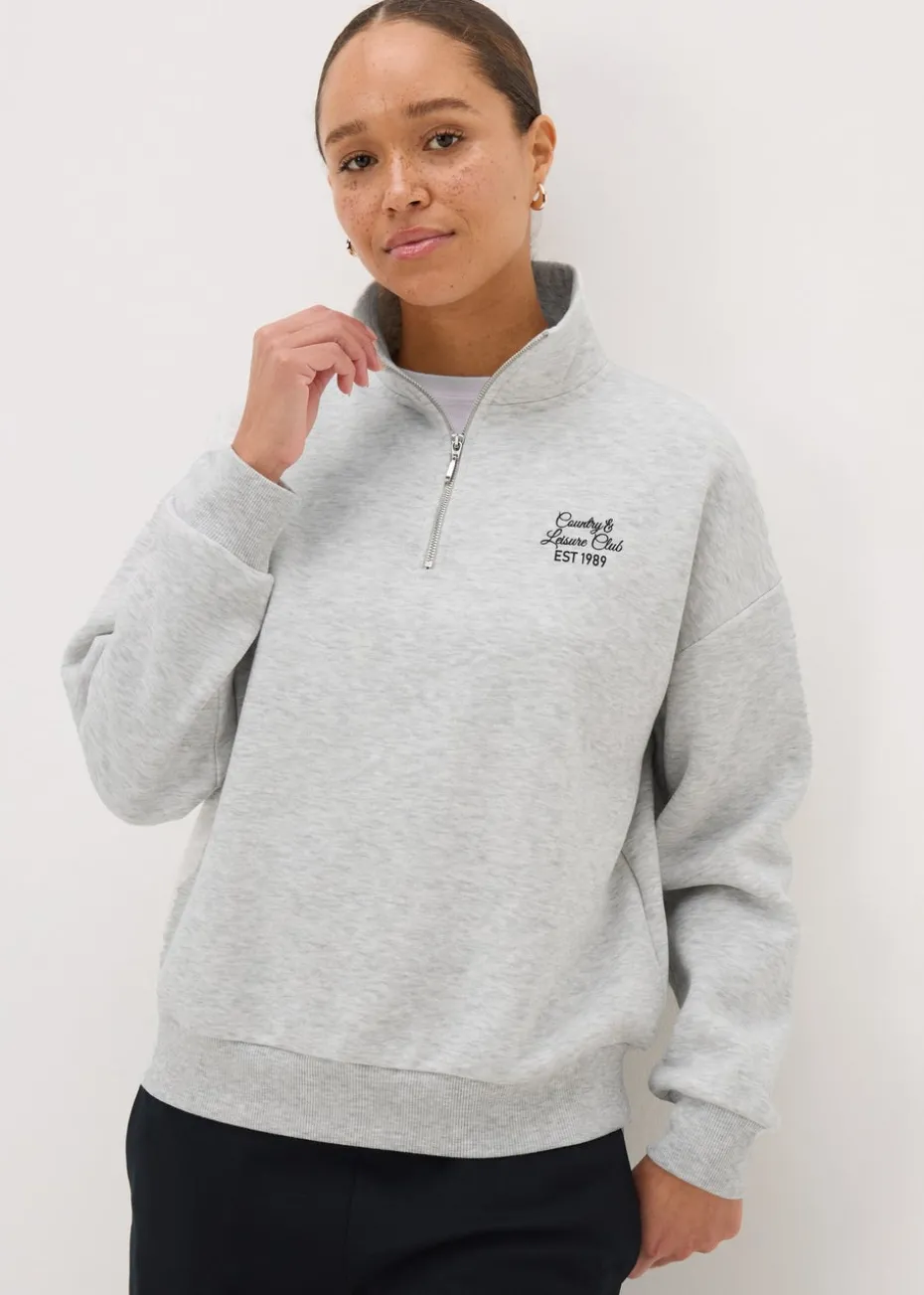 Grey Leisure Club Half Zip Sweatshirt