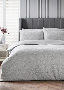 Grey Matelassé Duvet Set