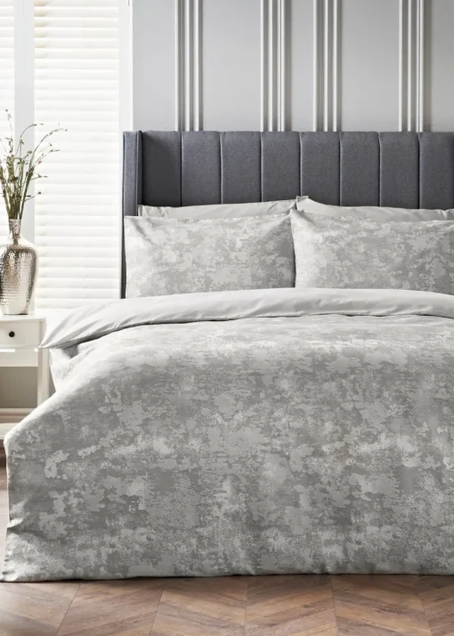Grey Metallic Jacquard Duvet Set