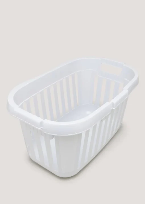 Grey Plastic Laundry Basket (31.5cm x 59cm x 35cm)