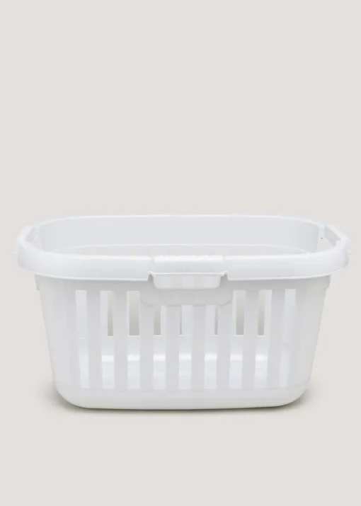 Grey Plastic Laundry Basket (31.5cm x 59cm x 35cm)