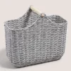Grey Plastic Woven Toilet Roll Basket