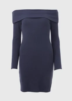 Grey Rib Bardot Mini Dress