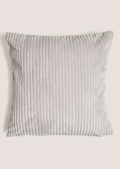 Grey Ribbed Cushion Cover