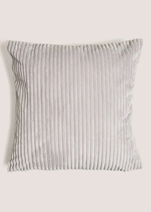 Grey Ribbed Cushion Cover