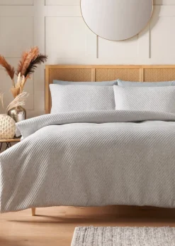 Grey Ribbed Duvet Set