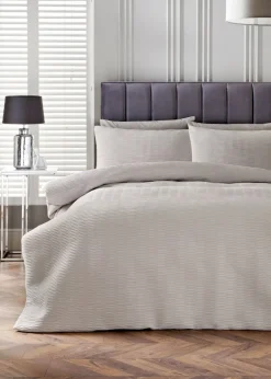 Grey Ruched Duvet Set