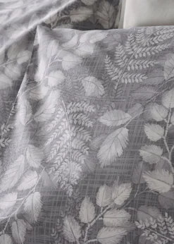 Grey Sketchy Leaf Print Duvet Set