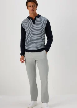 Grey Straight Fit Stretch Chinos