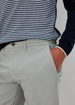 Grey Straight Fit Stretch Chinos