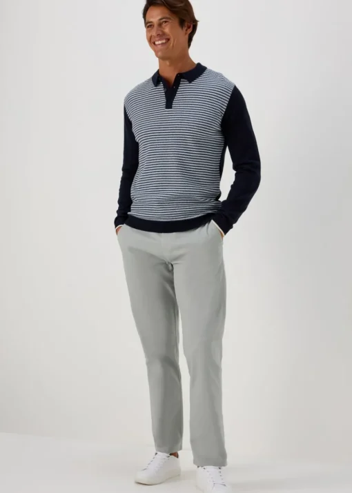 Grey Straight Fit Stretch Chinos