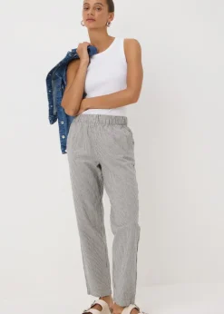 Grey Stripe Pull On Trousers