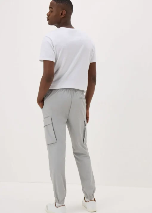 Grey Tech Cuffed Cargo Trousers