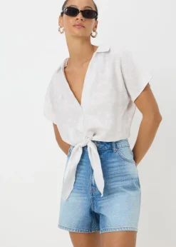 Grey Tie Waist Shirt