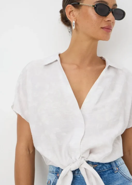 Grey Tie Waist Shirt