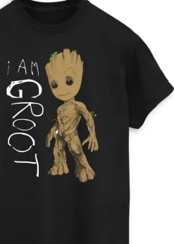 Guardians Of The Galaxy Groot Scribbles Men Black Printed T-Shirt