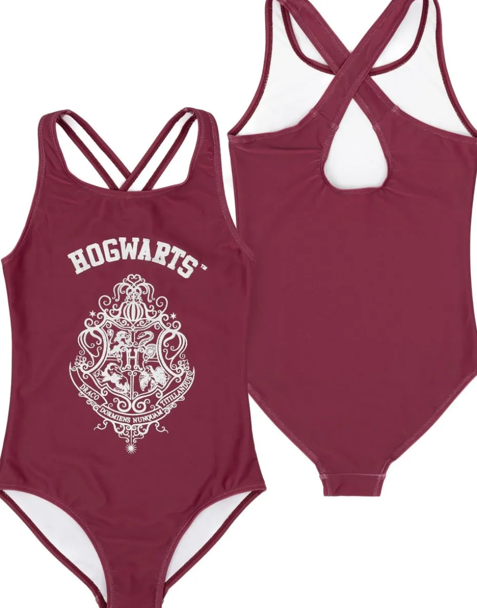 Harry Potter Hogwarts Kids Burgundy 1 Piece Swimsuit (5-14 Years)