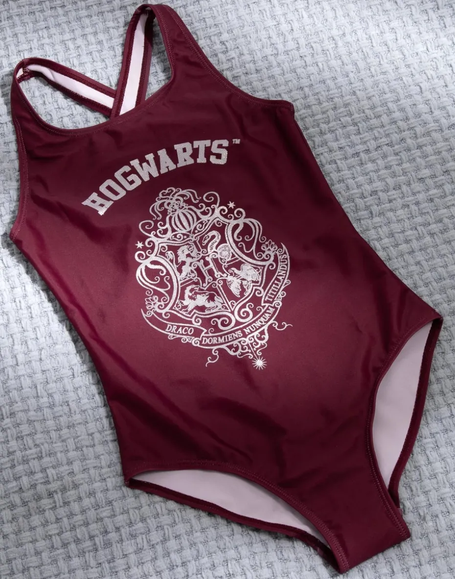 Harry Potter Hogwarts Kids Burgundy 1 Piece Swimsuit (5-14 Years)