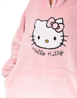 Hello Kitty Pink Character Face Blanket Hoodie