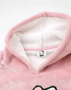 Hello Kitty Pink Character Face Blanket Hoodie