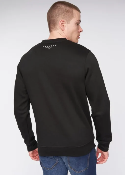 Henleys Black  Scripthen Crew Sweat
