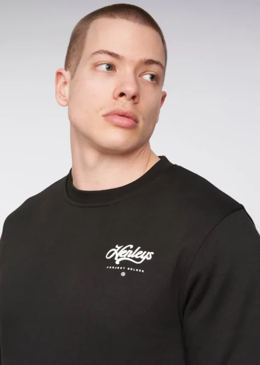 Henleys Black  Scripthen Crew Sweat