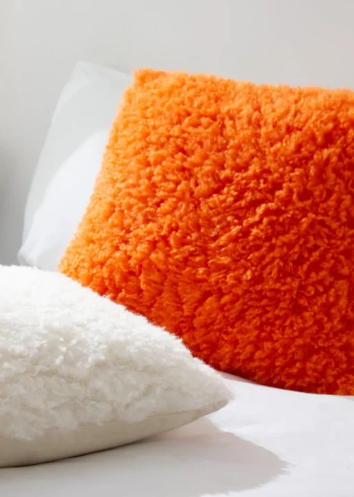 Heya Home Fluff Ball Faux Fur Filled Cushion (45cm x 45cm x 8cm)