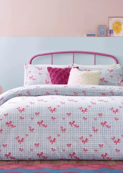 Heya Home Gingham Bows Printed Duvet Cover Set